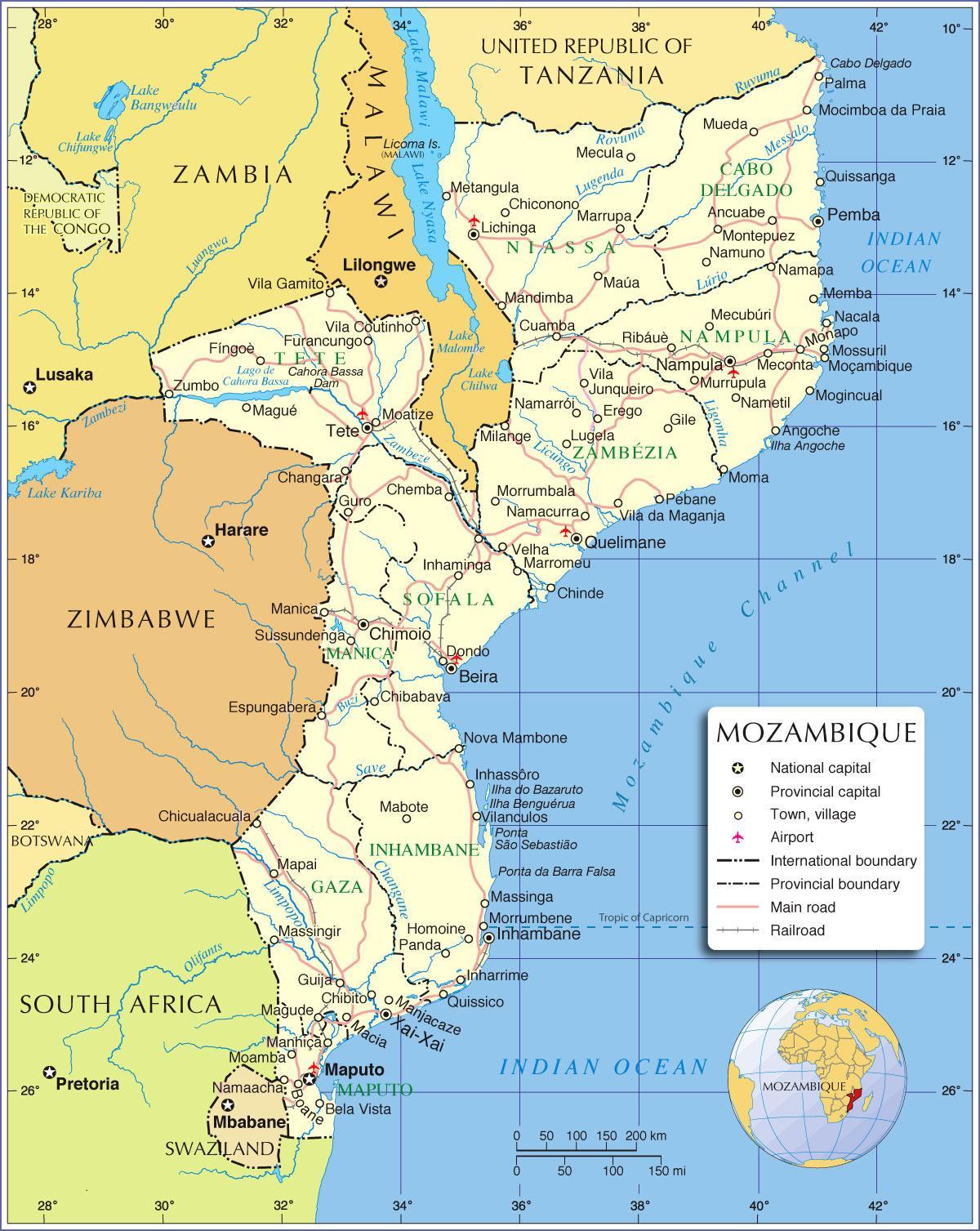 maputo in Mozambico mappa