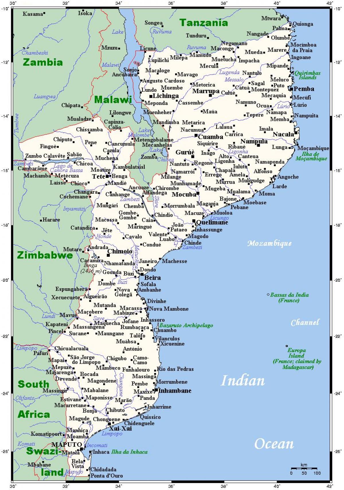 mappa della città in Mozambico