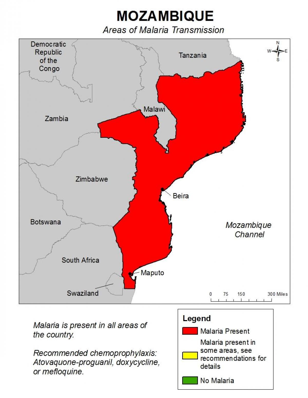 mappa di malaria in Mozambico