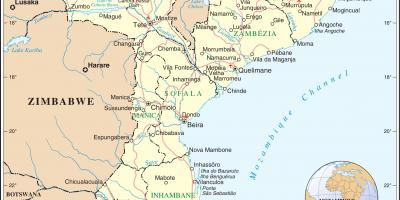 Aeroporti in Mozambico su una mappa